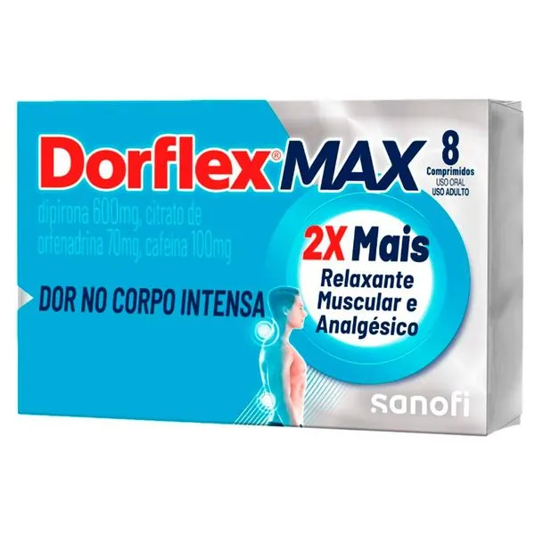 Dorflex Max 600+70+100mg 8 Comprimidos Sanofi
