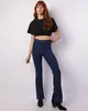 Calça Jeans Feminina Flare com Fenda Azul 36