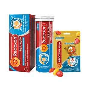 Kit Redoxon Tripla Ação Sabor Laranja 10 Comprimidos + Redoxitos+ Vitaminas C, D e Zinco Sabor Mix de Frutas 25 Gomas Mastigáveis