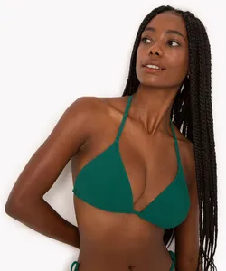 biquíni top cortininha texturizado com bojo proteção uv verde escuro G