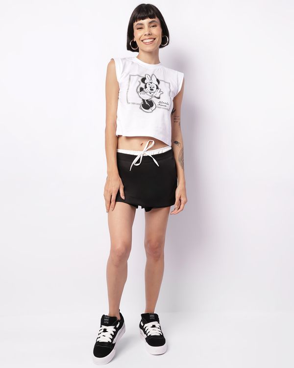Short Saia Feminino Curto Cós Duplo Preto M
