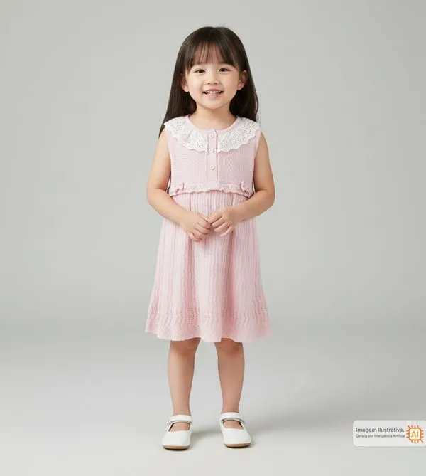 Vestido Renda e Laço - 90418AB Rosa - 3