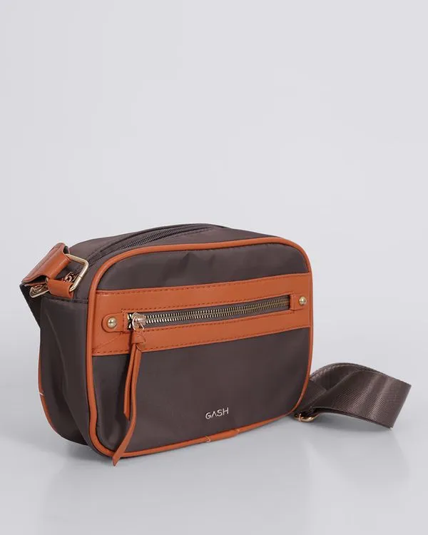 Bolsa Feminina Transversal com Zíper Marrom UN