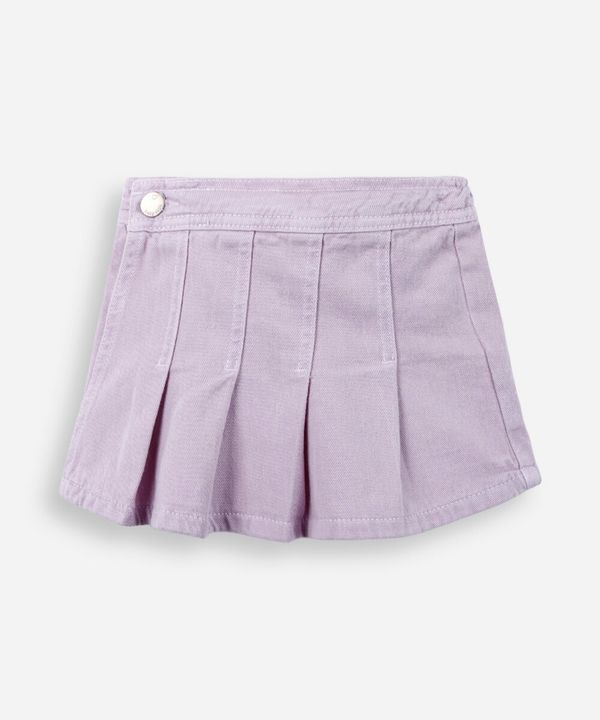 short saia de algodão com pregas lilás 5