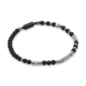 Pulseira Form de Pedra Natural Ágata Preta Preta GG