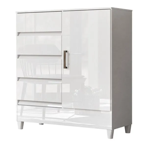 Cômoda Fit 1 Porta E 4 Gavetas Branco - Santos Andirá