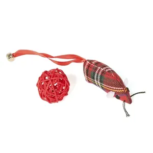 Brinquedo Ratinho e Bola com Guizo Savana Pet Vermelho Único
