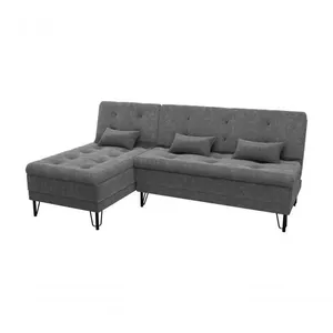 Sofá Cama Com Chaise 3 Lugares 2,00 Mts Nice Matrix Chumbo