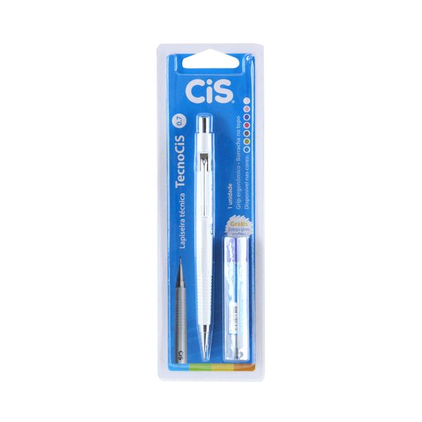 Lapiseira Técnica Cis Branca 0.7mm com Mina Refil 0.7mm