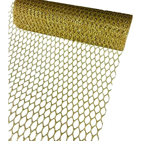 Tela Vazada Cromus Com Glitter Ouro 24x450cm 5101 (MP)