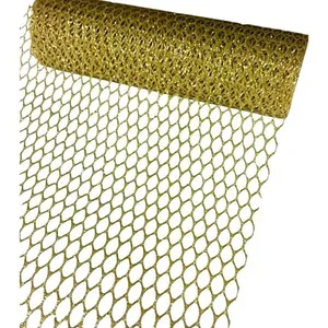 Tela Vazada Cromus Com Glitter Ouro 24x450cm 5101 (MP)