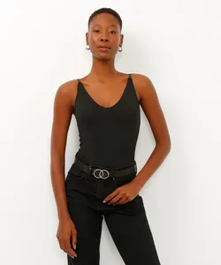 body decote v alça fina preto M
