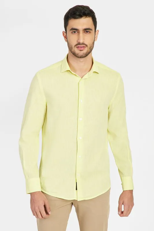 Camisa Manga Longa Regular Amarelo Claro - 5G
