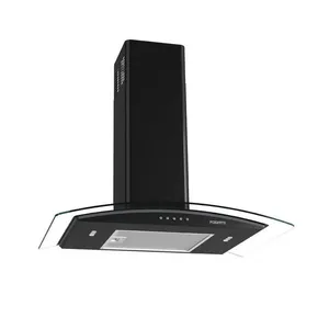 Coifa Fogatti De Parede Clean Vidro Curvo Black 70cm Preto 220V