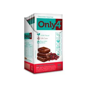 Tablete De Chocolate 70% Cacau Com Açúcar De Coco E Cranberry Only4 Contendo 6 Barras De 80g Cada