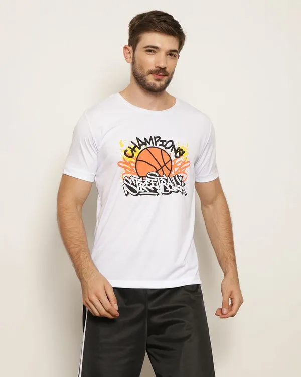 Camiseta Esportiva Masculina Estampa Manga Curta Branca M