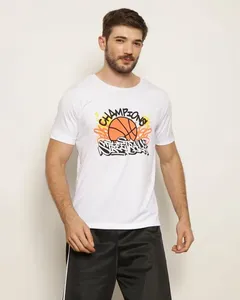 Camiseta Esportiva Masculina Estampa Manga Curta Branca G