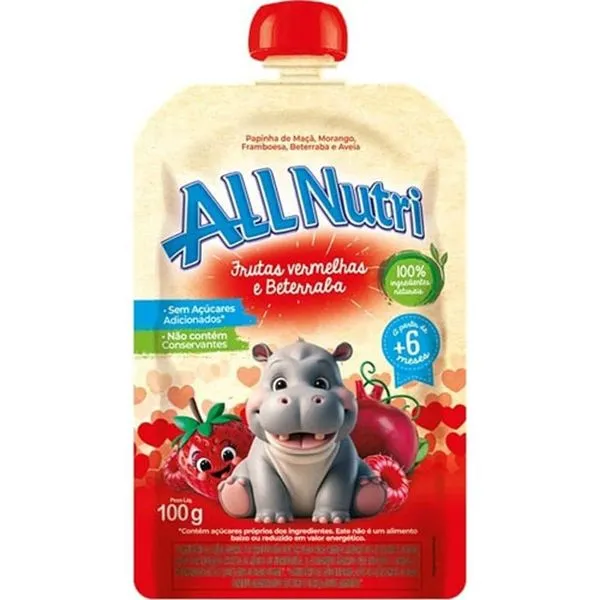 Papinha AllNutri Sabor Frutas Vermelhas e Beterraba 100g