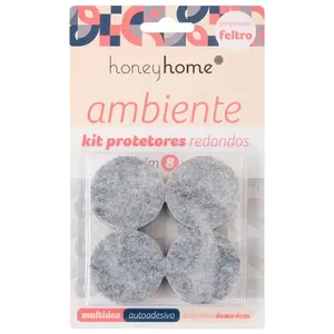 Kit Protetores Adesivos Redondos Feltro 8 Peças 4cm LM2092/ LM2092AMB - honeyhome