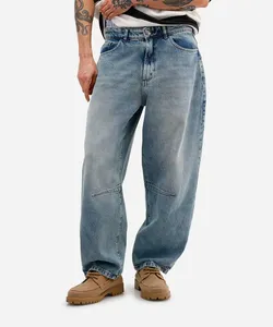 calça barrel masculina jeans dirty azul 42