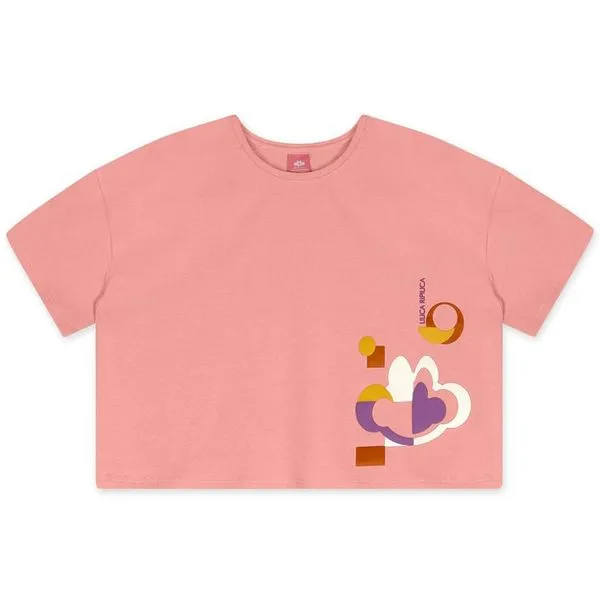Blusa Manga Curta Lilica Ripilica Estampada Rosa 4