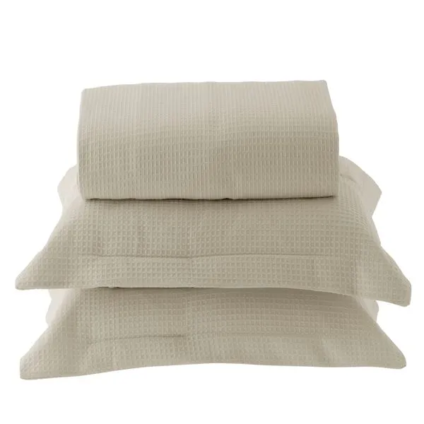Kit Colcha Solteiro Porto 100% Algodão 6185 Bege 2 Peças 150x240cm 18403 - BecaDecor