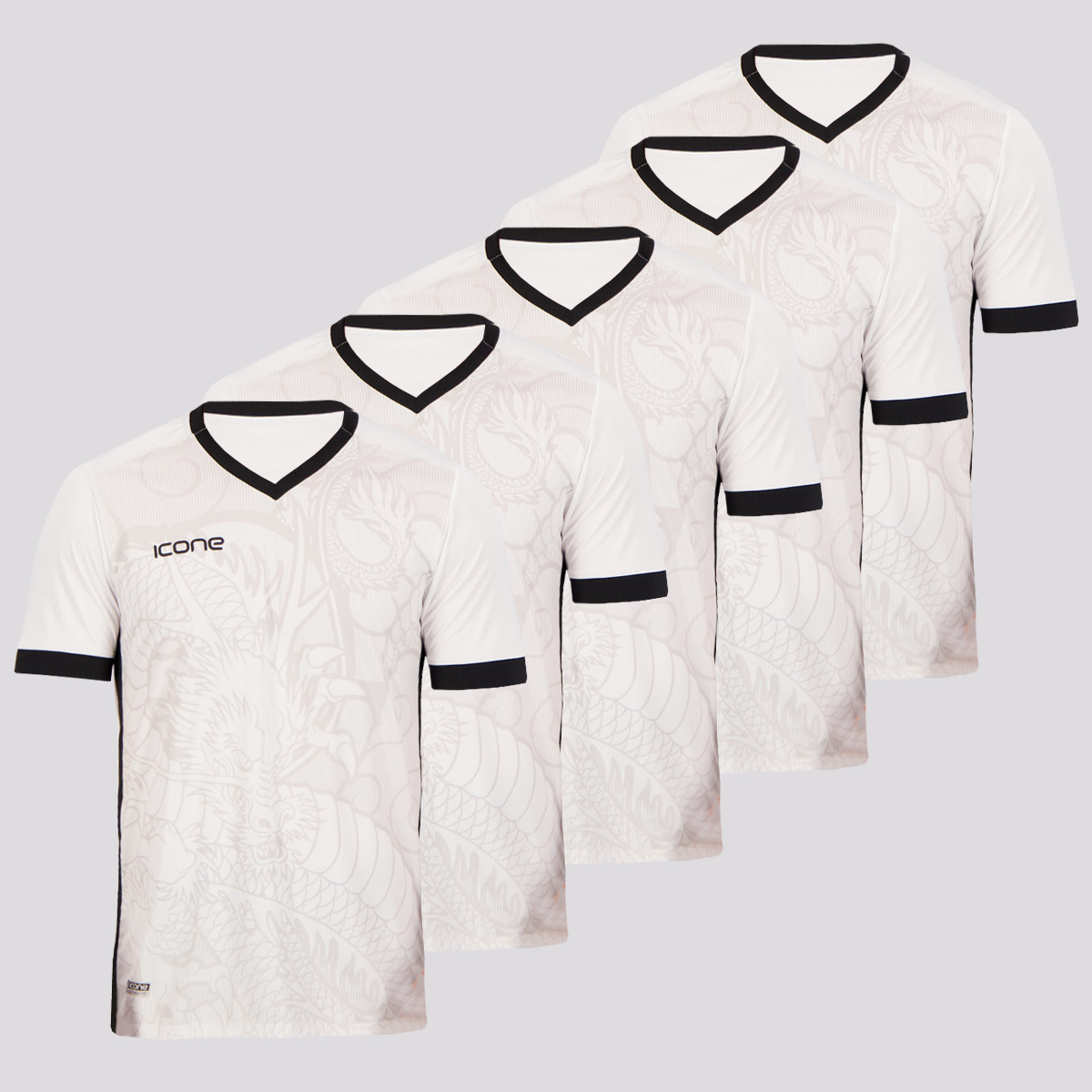 Kit de 5 Camisas Ícone Sports Dragon Branca