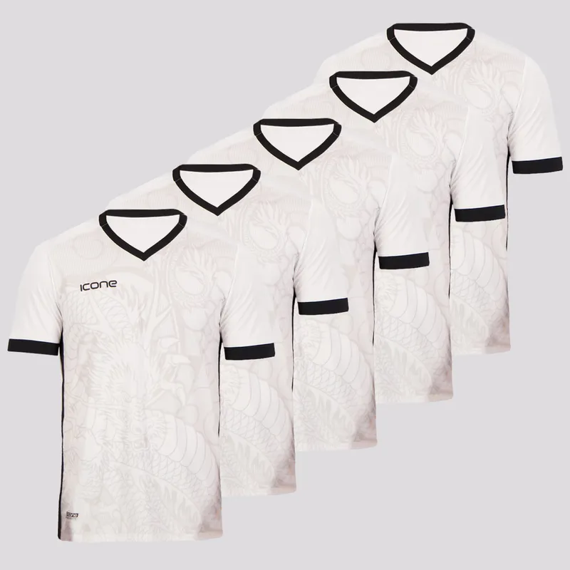 Kit de 5 Camisas Ícone Sports Dragon Branca