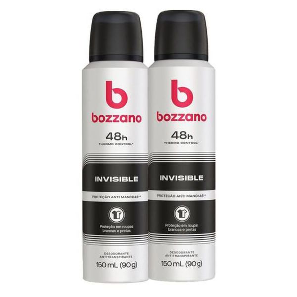 Kit c/2 Unidades de Desodorante Aerosol Bozzano 90g Invisible