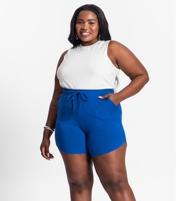 Shorts Feminino Plus Size Secret Glam Azul Plus G2