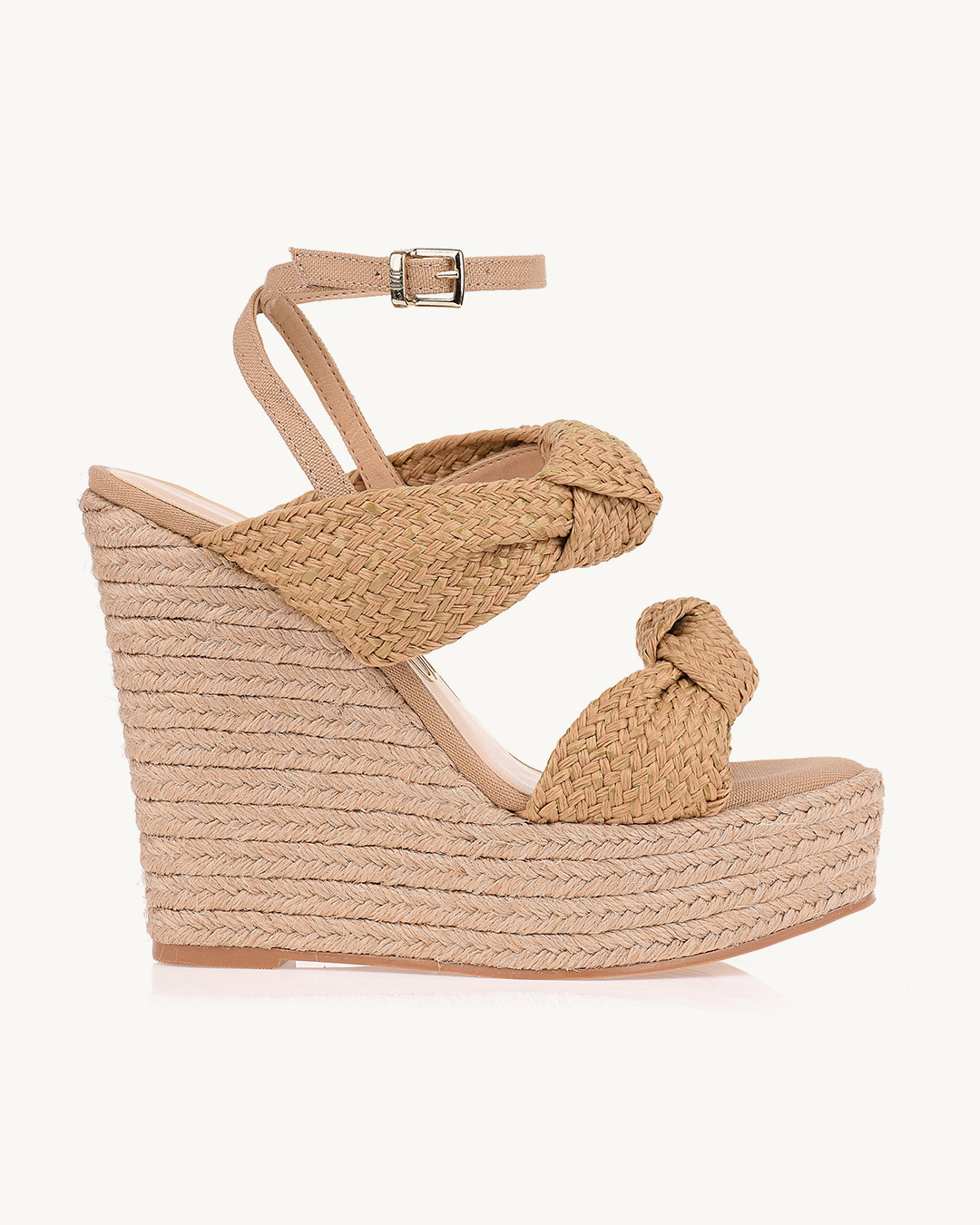 Plataforma Salto Alto Strapp Rafia Ouro