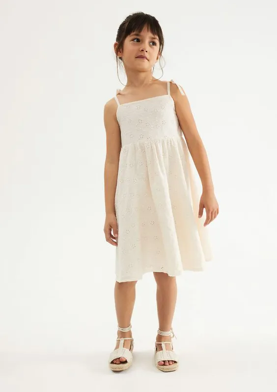 Vestido Infantil Evasê Laise - Creme 010