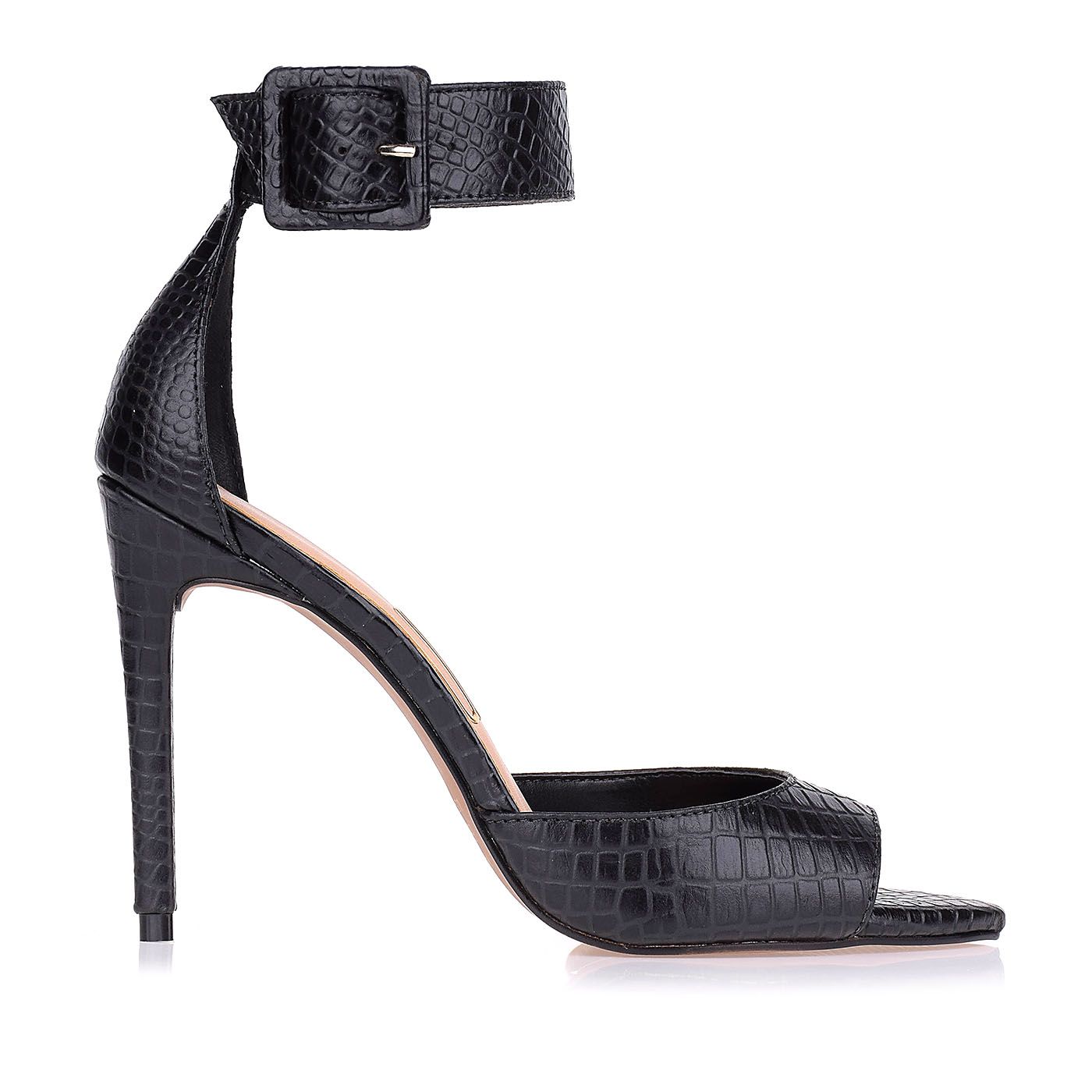 Sandália Salto Alto Pointed Basic Buckle
