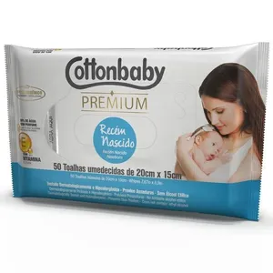 Lenços Umedecidos Cottonbaby Premium Recém-nascido 50 Unidades