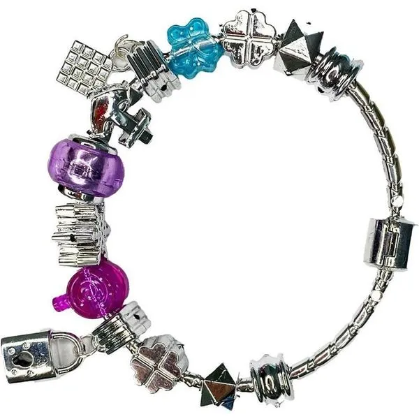 Bracelete Charm Toy Mix Love Biju com Miçangas e Acessórios Metálicos Tamanho Único Bracelete Charm Toy Mix Love Biju com Miçangas Tamanho Único