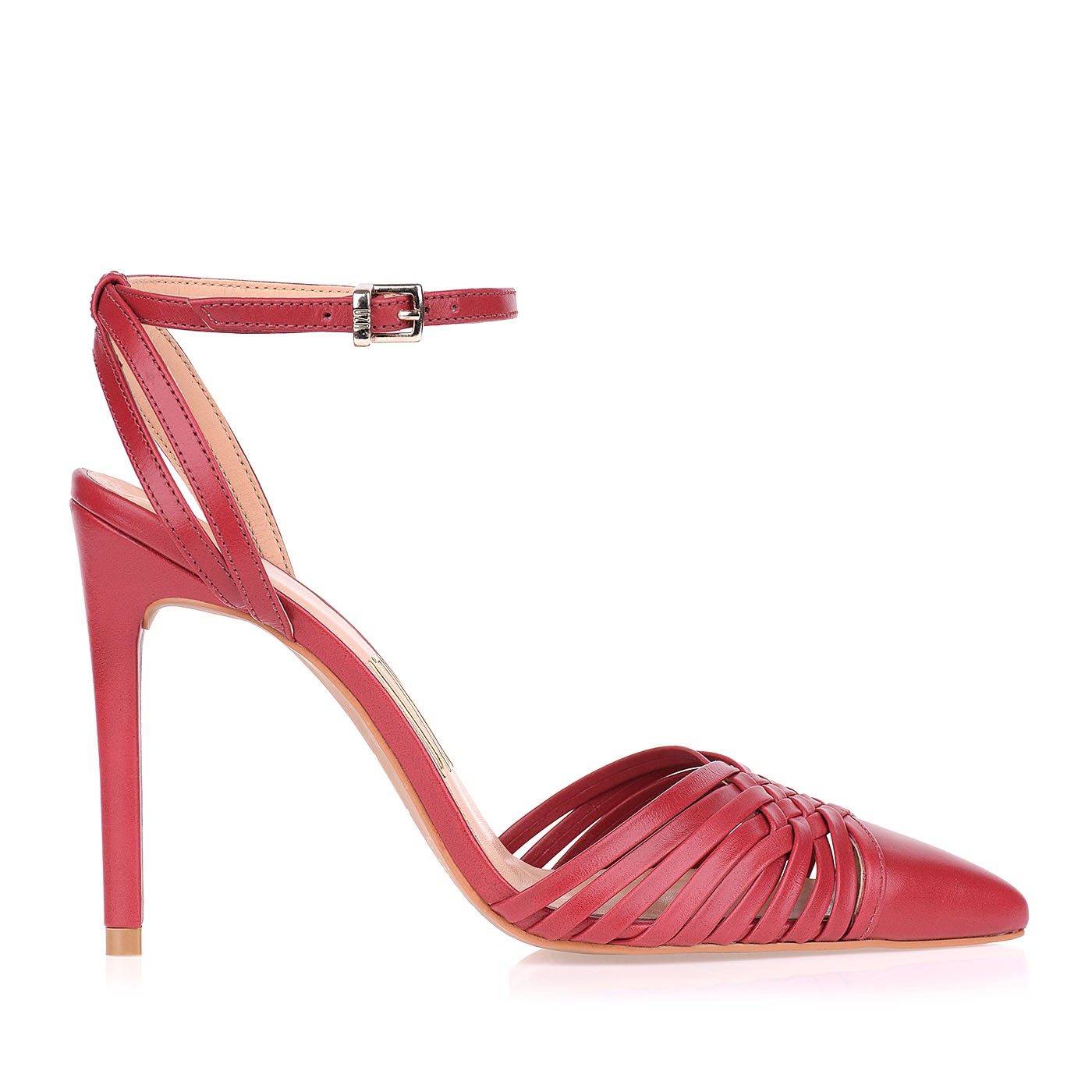 Slingback Salto Alto New Couro Scarlet