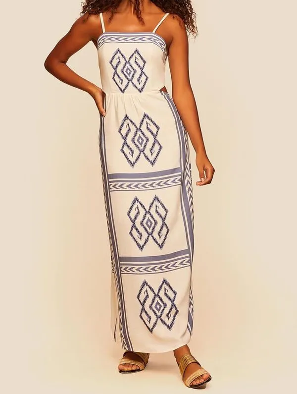 Vestido Longo Estampado Los Cabos AZUL P
