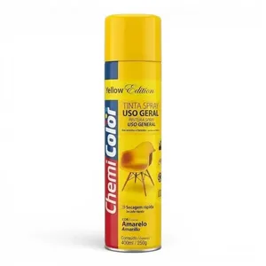 Tinta Spray 400ML Uso Geral Secagem Rápida Alta Cobertura Amarelo Chemi Color Tinta Spray 400ML Uso Geral Alta Cobertura Amarelo Chemi Color