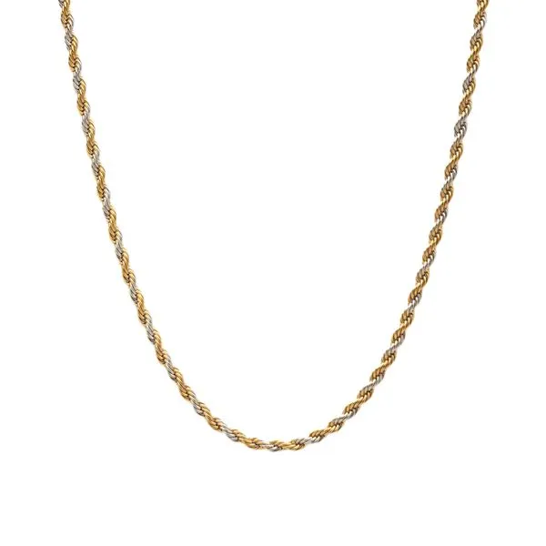 Corrente Deusa de Aço com Mix de Banhos Prata e Dourado Dourado Único