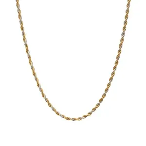 Corrente Deusa de Aço com Mix de Banhos Prata e Dourado Dourado Único