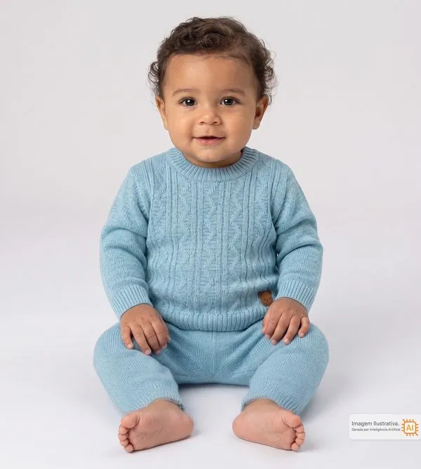 Conjunto Tricô Meu Pequeno Azul - M