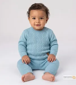 Conjunto Tricô Meu Pequeno Azul - G