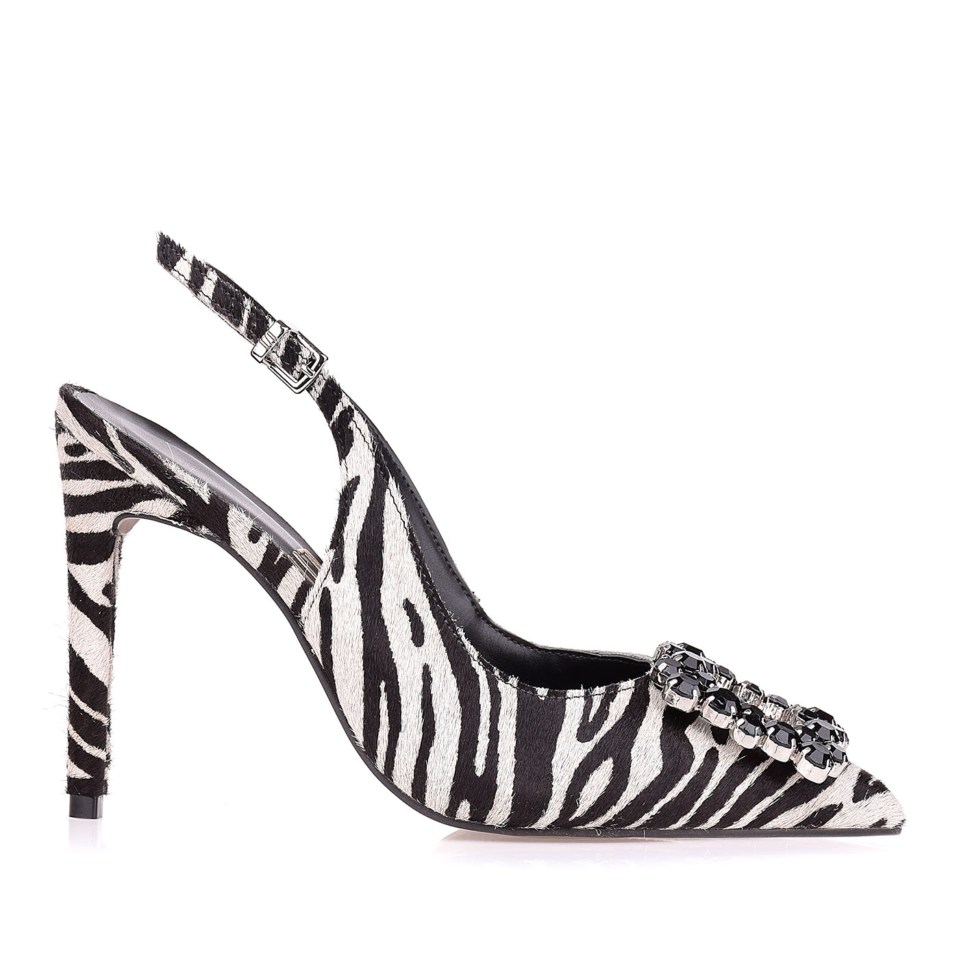 Slingback Salto Alto Fur Zebra