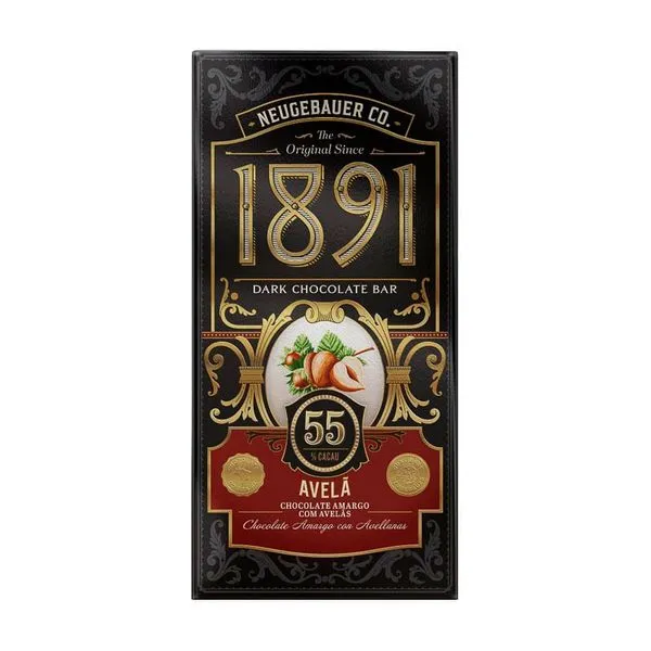 Chocolate Dark Neugebauer Bar 1891 55% Cacau Sabor Avelã 90g