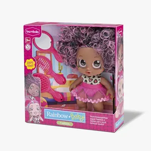 Boneca Rainbow Baby Fashion Negra Cabelo Rosa 859 - Bambola