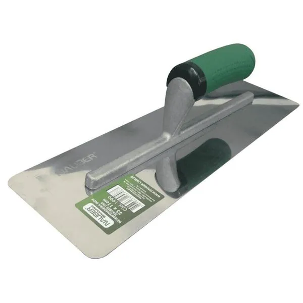 Desempenadeira Inox Lisa 35x11CM 35x11CM para Efeitos Decorativos com Lâmina em Aço Inox Premium Inox Nauber Desempenadeira Inox Lisa 35x11CM com Lâmina em Aço Inox Premium e Cabo Emborrachado Inox Nauber