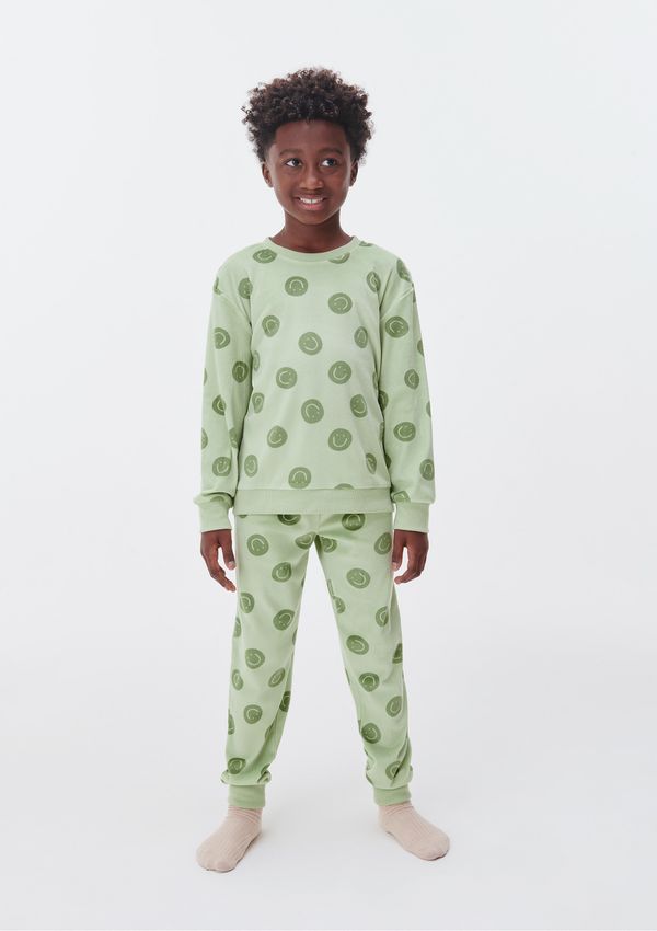 Pijama Longo Infantil Menino Estampado - Verde 010