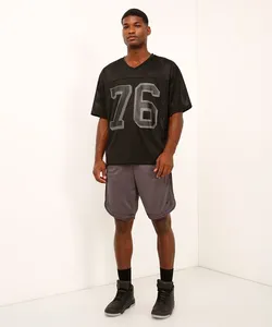 bermuda esportiva masculina com nervuras cinza G