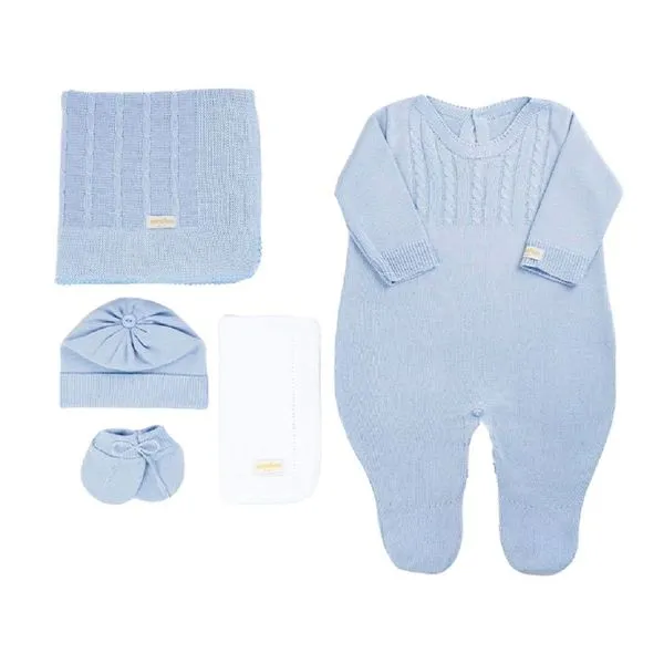 Saída De Maternidade Masculina RN Sanches 5 Peças Azul Celeste (MP)