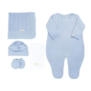 Saída De Maternidade Masculina RN Sanches 5 Peças Azul Celeste (MP)